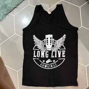 Black 'Long Live Cowgirls' Tank Top